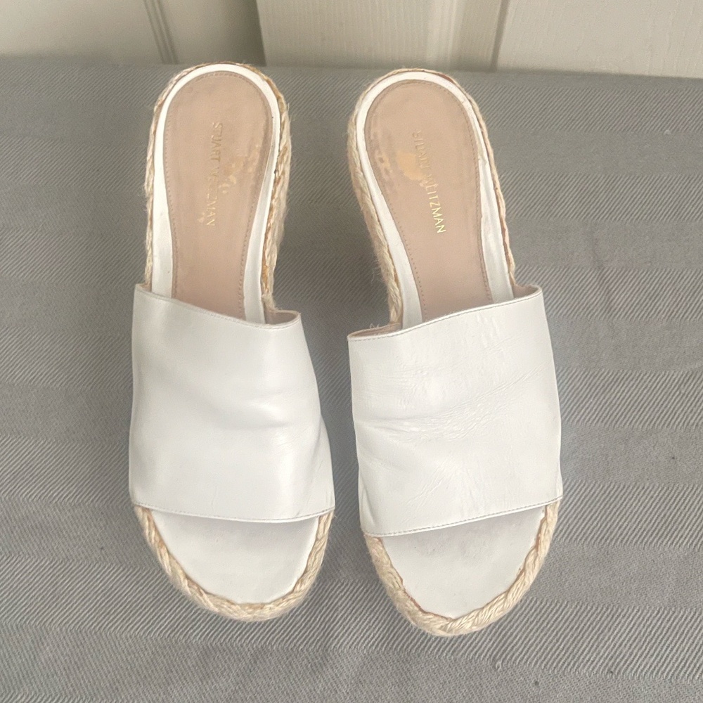 Stuart Weitzman women's white size 7.5m wedge platform sandals